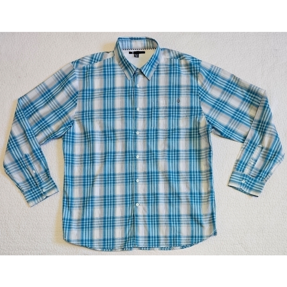 VOLCOM Mens X Factor Plaid Button Down Shirt